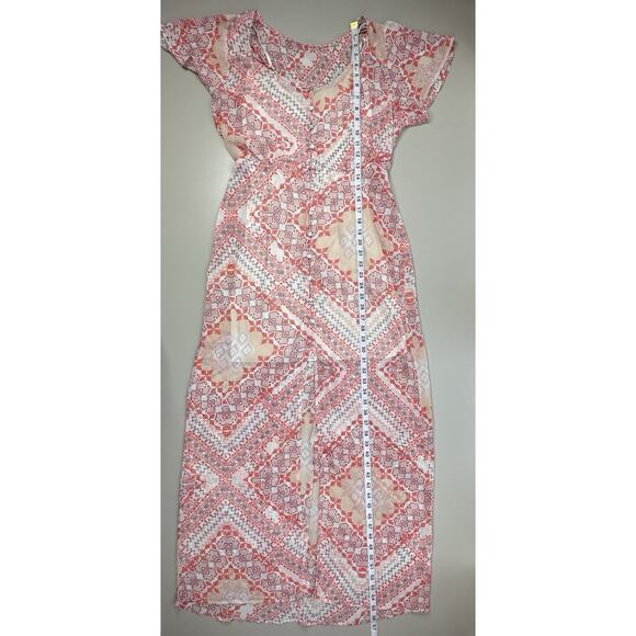 Express Women Sheer Aztec Button Front Maxi Dress Size M Coachella Festival Boho - Picture 4 of 16
